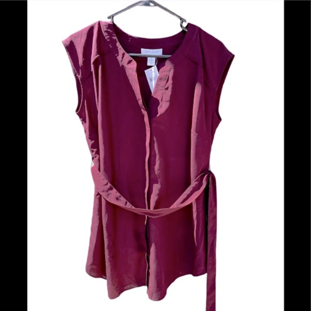 Motherhood Maternity Burgundy Sleeveless Button Front Blouse NWT Sz Small